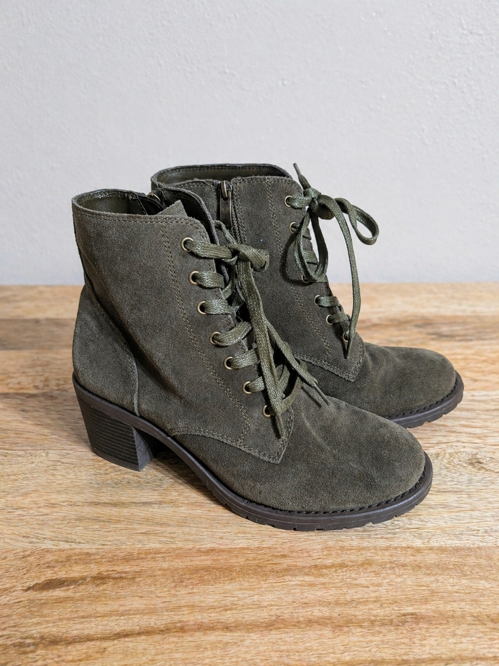 Bjorndal Olive Suede Lace-Up Ankle Boots